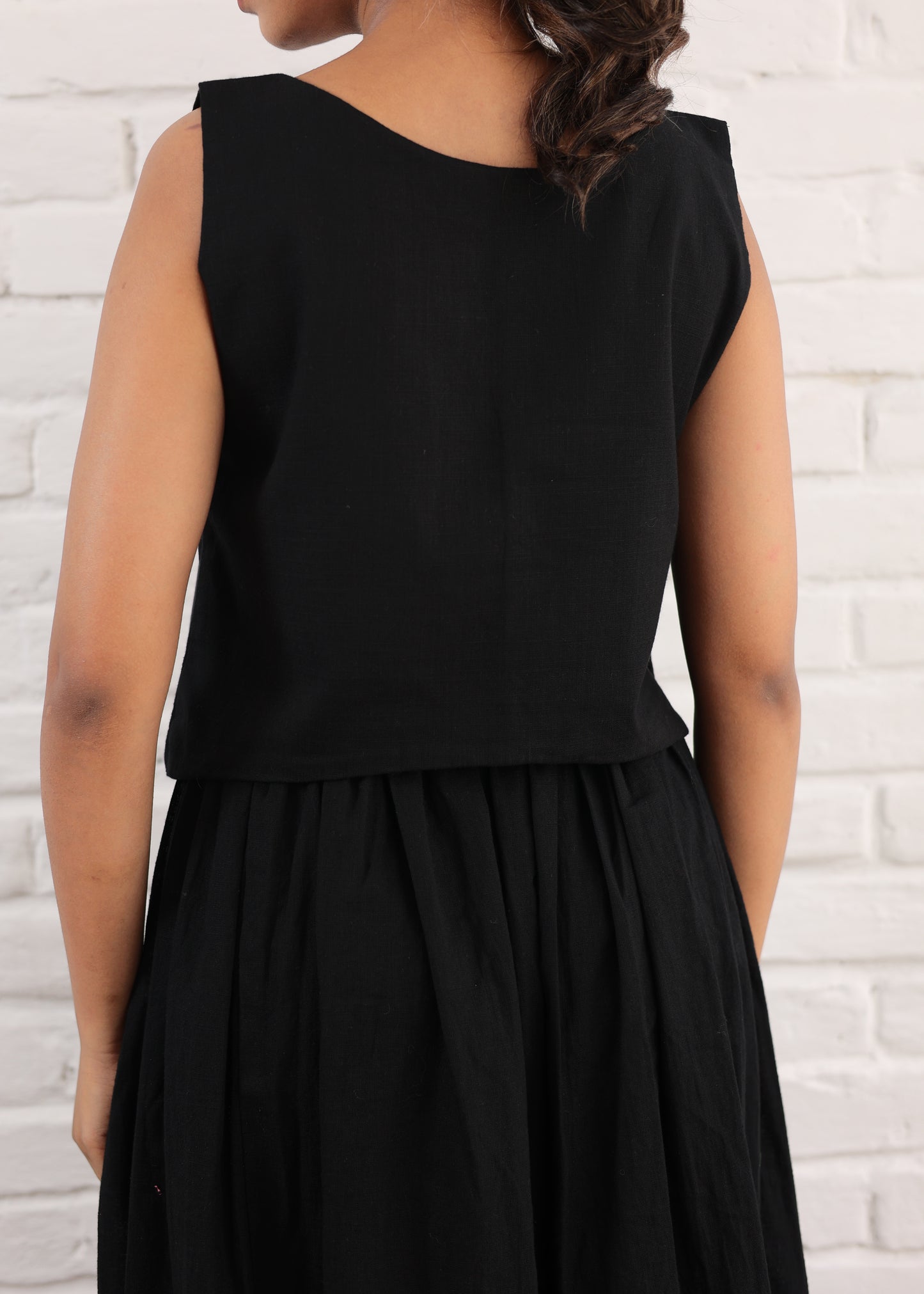 Black long slit skirt with Top