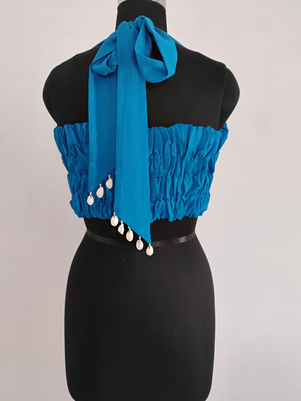 Blue bandeau top with sea shell