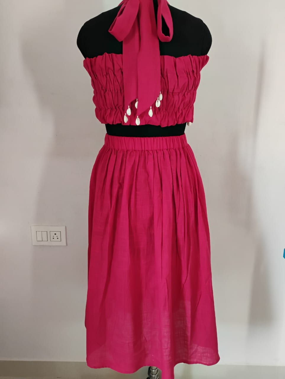 Pink cord set with bandeau top touch of seashell