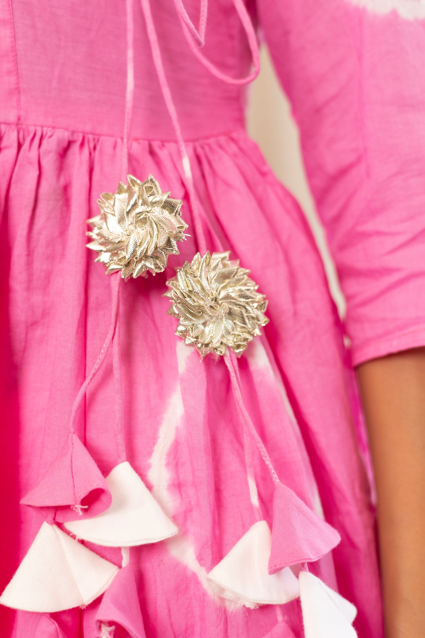 Pink tie and die dress with hota flowers